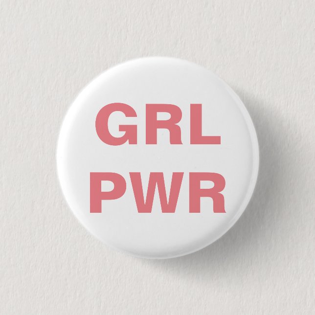 feminist girl power round button (Front)