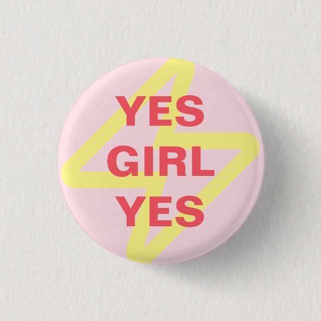 feminist girl power round button (Front)