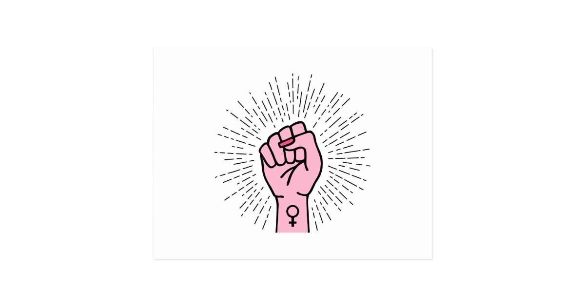 Feminist hand with female symbol postcard | Zazzle.co.uk