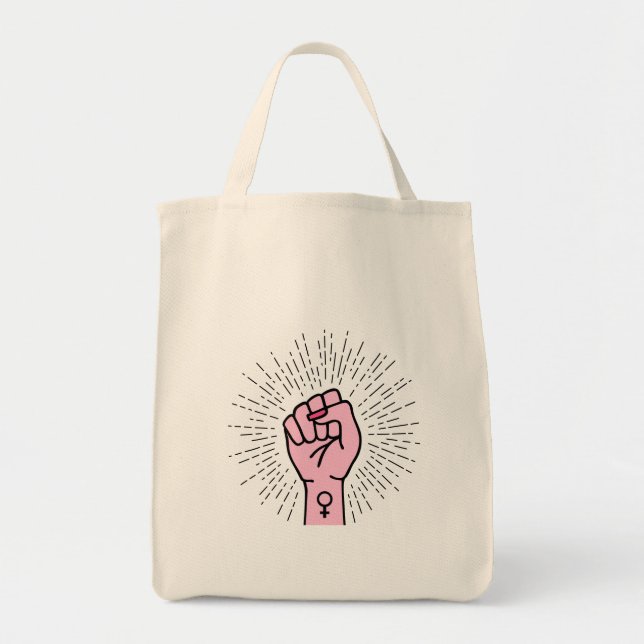 Feminist hand with female symbol tote bag (Front)