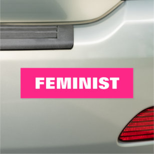 Feminist hot pink fuchsia white typography modern car magnet