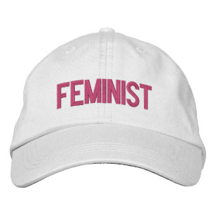 Feminist hot pink white modern embroidered hat