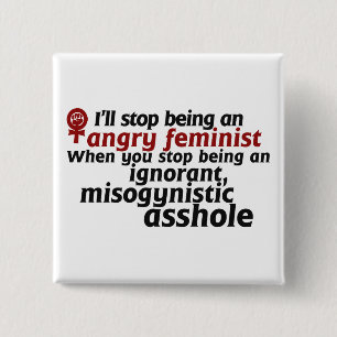 Feminist humour 15 cm square badge