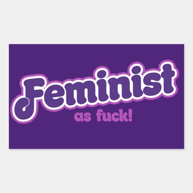 Feminist in purple rectangular sticker (Front)