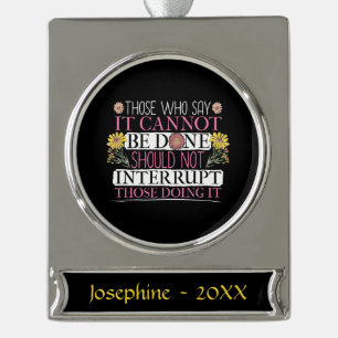 Feminist Leader Female Empowerment Quote Silver Plated Banner Ornament