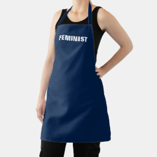 "Feminist" navy blue white Apron