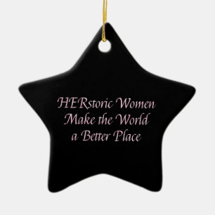 Feminist Pink Girly Feminism Quote - Historic Ceramic Tree Decoration