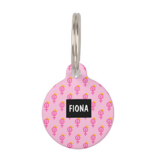 Feminist Pink Pet Tag
