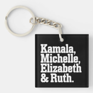 Feminist Political Kamala Michelle Elizabeth Ruth Key Ring