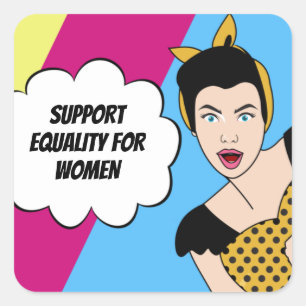 Feminist Pop Art Retro Equal Womens Rights Quote Square Sticker