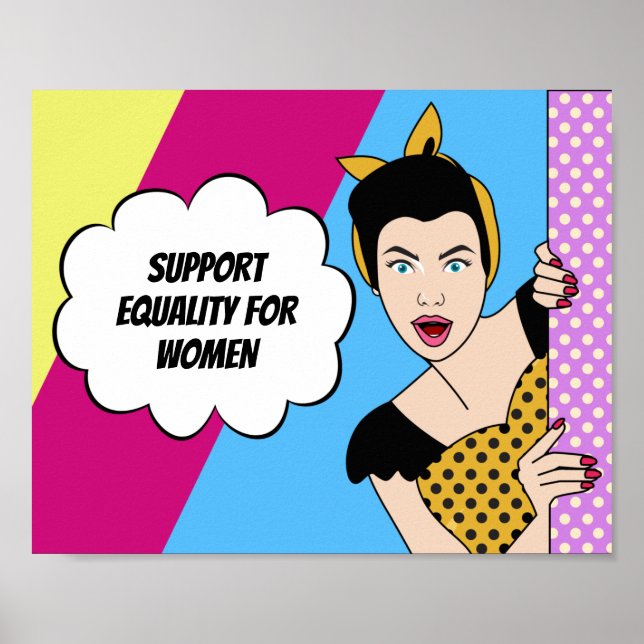 Feminist Pop Art Support Equality for Women Retro Poster (Front)
