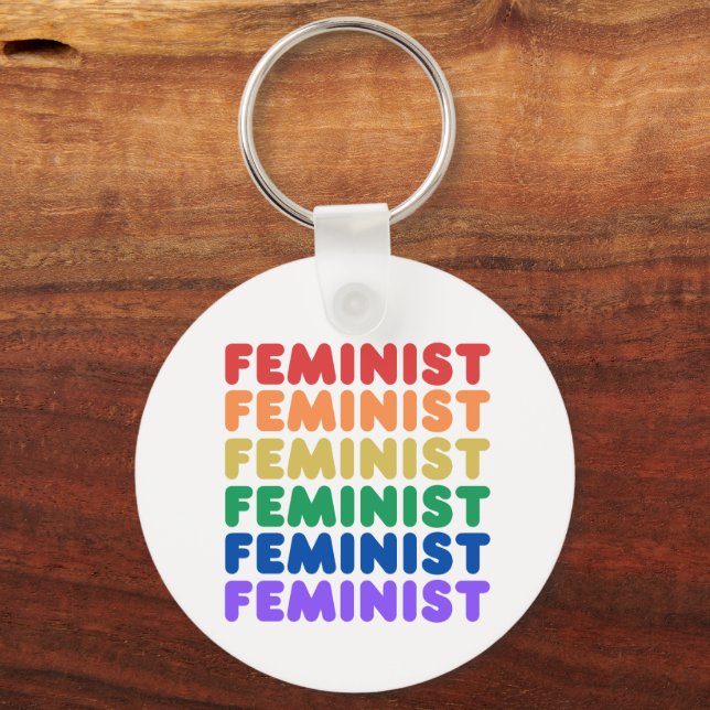 feminist pride rainbow keychain (Front)