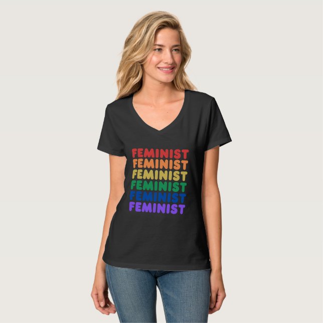 feminist pride rainbow t-shirt (Front Full)