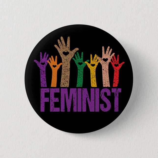Feminist Protest Hands 6 Cm Round Badge (Front)