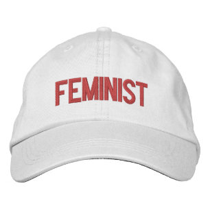 Feminist red grey modern embroidered hat