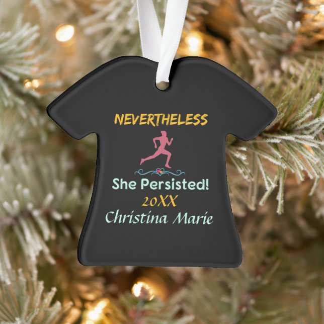 Feminist Runner Nevertheless She Persisted Ornament (Tree)