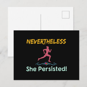 Feminist Runner Nevertheless She Persisted Postcard