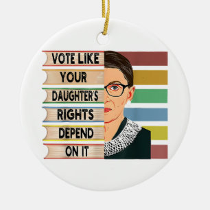 Feminist Ruth Bader Ginsburg RBG Quote Girl With B Ceramic Tree Decoration