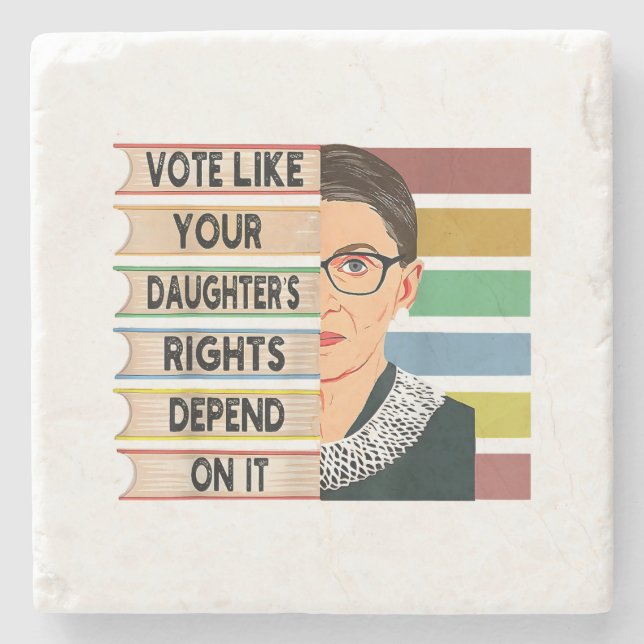 Feminist Ruth Bader Ginsburg RBG Quote Girl With B Stone Coaster (Front)