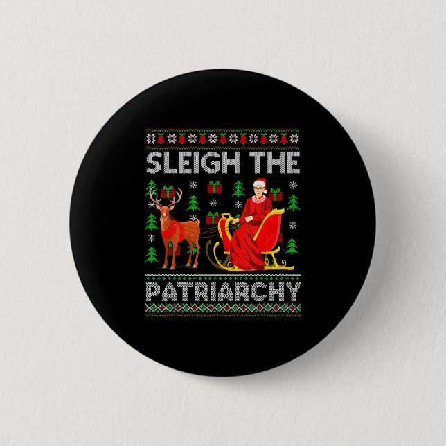 Feminist Ruth Bader Ginsburg Rbg Xmas Sleigh The P 6 Cm Round Badge (Front)