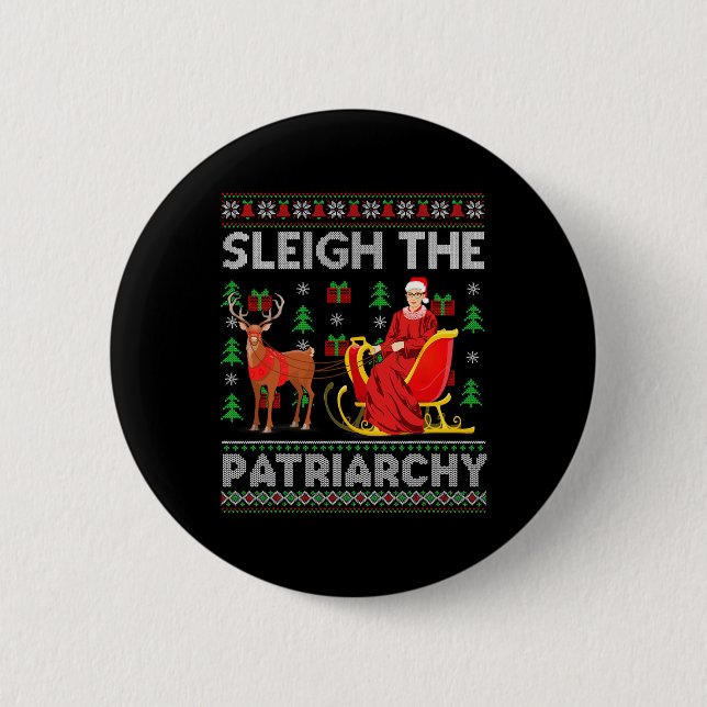 Feminist Ruth Bader Ginsburg Rbg Xmas Sleigh The P 6 Cm Round Badge (Front)