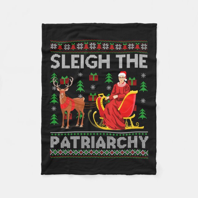 Feminist Ruth Bader Ginsburg Rbg Xmas Sleigh The P Fleece Blanket (Front)