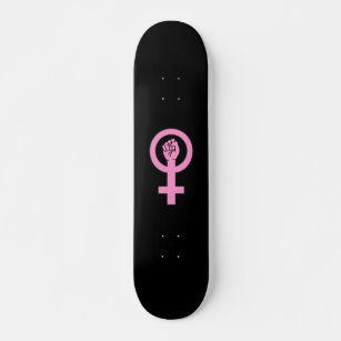 Feminist sign black skateboard