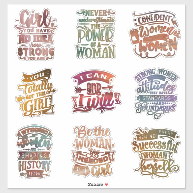 Feminist Strong Women Motivational Hand Lettered  (Sheet)