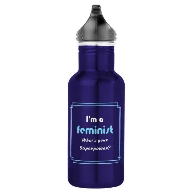 Feminist superpower slogan 532 ml water bottle (Right)