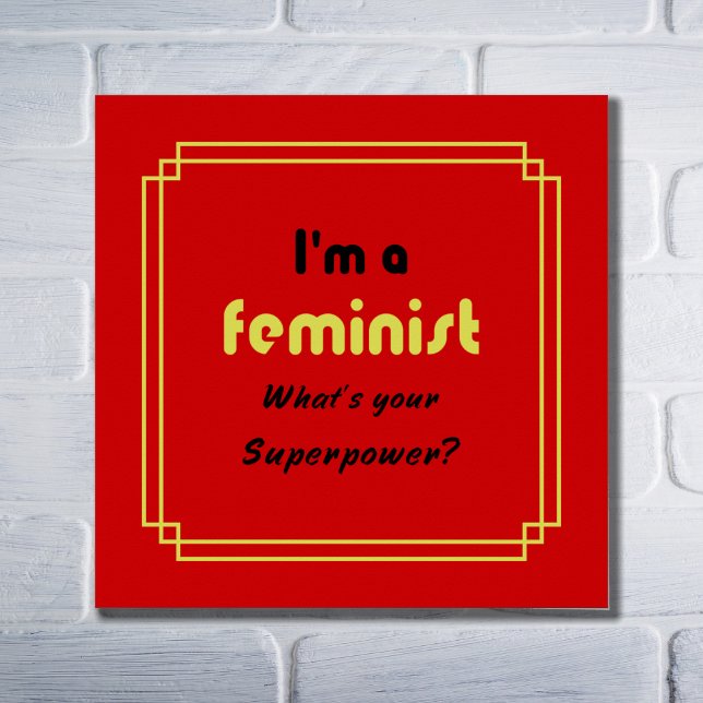 Feminist superpower slogan black on red poster (Creator Uploaded)
