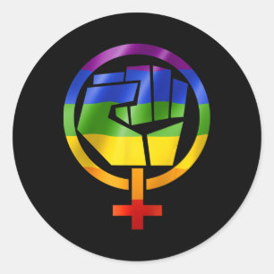 Feminist Symbol Lgbt Resist Pride Fist Rainbow Fla Classic Round Sticker