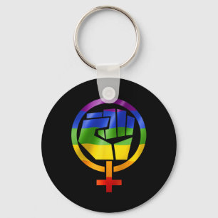 Feminist Symbol Lgbt Resist Pride Fist Rainbow Fla Key Ring