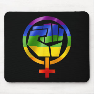Feminist Symbol Lgbt Resist Pride Fist Rainbow Fla Mouse Mat