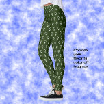 Feminist symbol pattern dark green leggings<br><div class="desc">These leggings are a dark green colour,  with a repeating pattern in bright white. The pattern derives from the symbol for venus,  a subtle statement in support of women.</div>