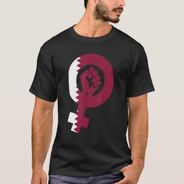 Feminist Symbol Qatar Flag T-Shirt (Front)