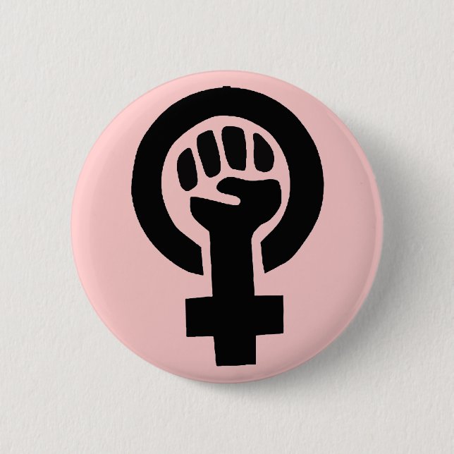 Feminist Symbol with Pink Background 6 Cm Round Badge (Front)