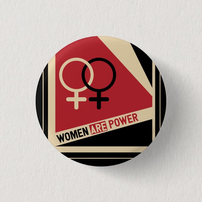 Feminist symbols Women Are Power red and black 3 Cm Round Badge (Front)