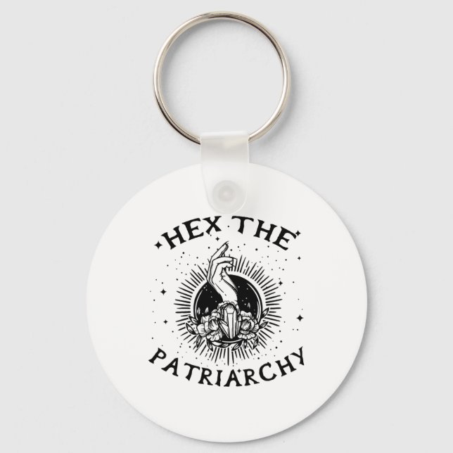 Feminist Wicca Witch Hex The Patriarchy Witch-craf Key Ring (Front)