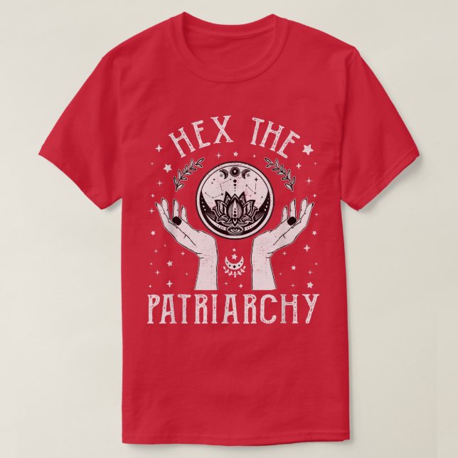 Feminist Witch He The Patriarchy Halloween Witch V T-Shirt (Design Front)