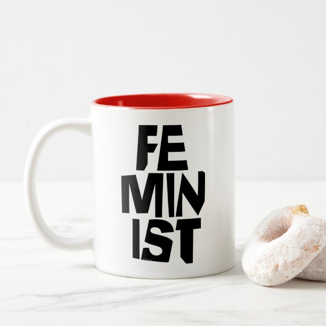 Feminist women female girl me too equal woman Two-Tone coffee mug (With Donut)