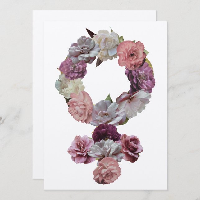 Feminist - Women's Venus Symbol with Flowers (Front/Back)