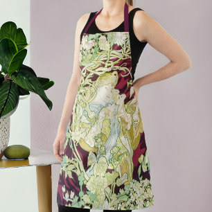 Femme à marguerite - Mucha daisy textile repro Apron