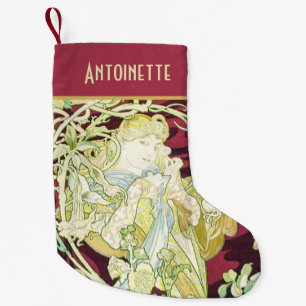 Femme à marguerite - Mucha textile panel repro Small Christmas Stocking