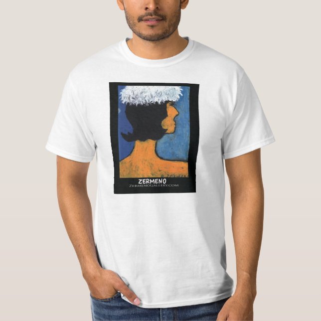 "Femme avec Charpeau Blanche" by Zermeno T-Shirt (Front)