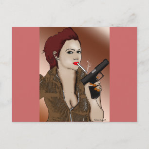 Femme Fatale - Smoking and Guns Postcard