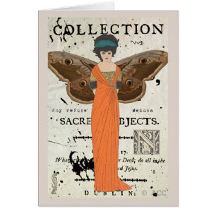 Femme Fatale Winged Woman Orange Dress