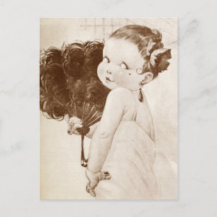 Femme Fatale with Egyptian Feather Fan Postcard