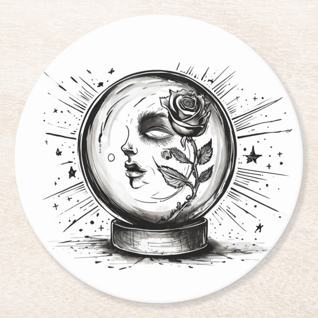 Femme Fortuna Round Paper Coaster (Front)