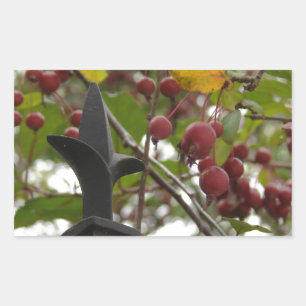 Fence and Crabapples Rectangular Sticker