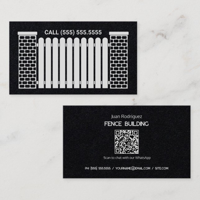 Fence Building Custom QR Business Card (Front/Back)